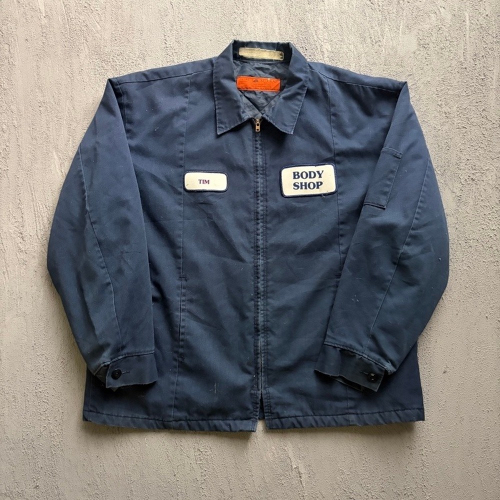 Vintage Red Kap Work Jacket XL Blue 1990s Body Shop Patch Quilted Lining